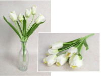 Bukiet TULIPAN wys. 42 cm, 7 łodyg (7 kwiatów 6x3,5 cm) BIAŁY