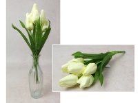 Bukiet TULIPAN wys. 42 cm, 7 łodyg (7 kwiatów 6x3,5 cm) ŚMIETANOWY