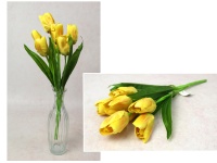 Bukiet TULIPAN wys. 42 cm, 7 łodyg (7 kwiatów 6x3,5 cm) ŻÓŁTY