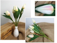 Bukiet TULIPAN wys. 46 cm (9 główek 4 cm) BIAŁO RÓŻOWY