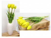 Bukiet TULIPANY gumowany wys. 43 cm (3 główki 5,5x4,5 cm, 2 pąki 4x2 cm) ŻÓŁTY - JAK ŻYWY