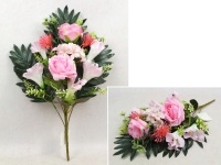 Bukiet, wiązanka mieszany RÓŻA, LILIA wys. 51 cm, 10 łodyg (10 kwiatów 9-6 cm) RÓŻOWY JASNY