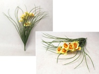 Bukiet ŻONKIL wys. 35 cm, 10 łodyg (9 kwiatów 4,5x2,5 cm) ŻÓŁTY z pomarańczowym środkiem