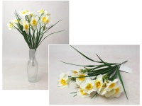 Bukiet ŻONKIL wys. 41 cm, 5 łodyg (15 kwiatów 6x0,5 cm) BIAŁY z żółtym środkiem