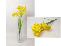 Bukiet ŻONKIL wys. 54 cm, 3 łodygi (9 kwiatów 9x4 cm) ŻÓŁTY z pomarańczowym środkiem