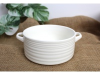 Bulionówka ceramiczna z uszkami LINIE 16,5x13x6 cm BIAŁA