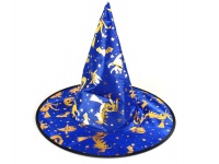 Czapka CZAROWNICY, CZARODZIEJA GRANATOWO-ZŁOTA 38x33 cm