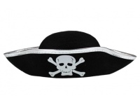 Czapka pirata ze srebrną lamówką - przebranie 33x18 cm