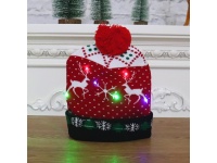 Czapka świąteczna LED RENIFER 24x21 cm CZERWONA