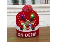 Czapka świąteczna LED RENIFER 24x21 cm CZERWONA