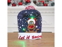 Czapka świąteczna LED RENIFER 24x21 cm GRANATOWA