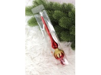 Czubek choinkowy plastikowy 20 cm CZERWONY brokacony