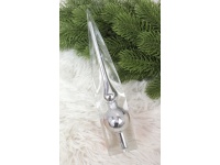 Czubek choinkowy plastikowy 20 cm SREBRNY brokacony