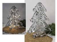 Dekoracja CHOINKA 20 LED na stelażu z drutu z folią srebrną 30x22x4 cm