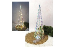 Dekoracja CHOINKA STOŻEK 20 LED na stelażu z drutu z folią holograficzną 20x12 cm