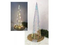 Dekoracja CHOINKA STOŻEK 30 LED na stelażu z drutu z folią holograficzną 60x16 cm