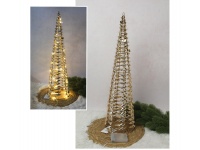 Dekoracja CHOINKA STOŻEK 30 LED na stelażu z drutu z folią złotą 60x16 cm