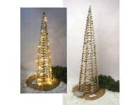 Dekoracja CHOINKA STOŻEK 40 LED na stelażu z drutu z folią złotą 80x20 cm