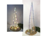 Dekoracja CHOINKA STOŻEK 40 LED na stelażu z drutu z folią holograficzną 80x20 cm