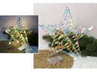 Dekoracja GWIAZDA 20 LED na stelażu z drutu z folią holograficzną 30 cm