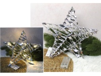 Dekoracja GWIAZDA 20 LED na stelażu z drutu z folią srebrną 30 cm