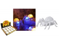 Dekoracja Halloween PAJĄK LED na baterie 9x9x3 cm BIAŁY