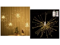 Dekoracja lampki na druciku 90 LED FAJERWERKI 30 cm BIAŁE CIEPŁE