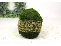 Dekoracja mech, juta JAJKO 15x12 cm