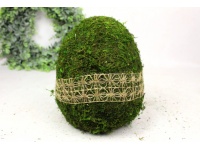 Dekoracja mech, juta JAJKO 24x17 cm