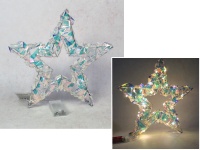 Dekoracja na stelażu z drutu z folią holograficzną GWIAZDA 40 LED 28x28x3,5 cm