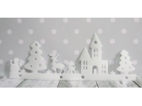 Dekoracja piankowa w okno KOŚCIÓŁ z lasem kpl 2 szt (64x25 cm)