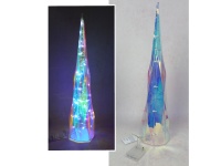 Dekoracja plastikowa na stelażu z drutu holograficzna CHOINKA STOŻEK 30 LED 58x13 cm