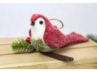 Dekoracja PTASZEK z zawieszką 17x13 cm CZERWONY