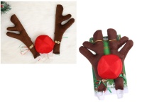 Dekoracja samochodowa ROGI RENIFERA + NOS brązowo-czerwona na blistrze 41x22 cm