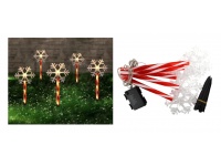 Dekoracja świąteczna, plastik LASKA LED zakończona płatkiem śniegu kpl 5 szt