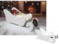 Dekoracja świąteczna SANIE drewniane BIAŁE 27x13x12,5 cm