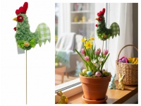 Dekoracja wielkanocna KOGUT na piku materiałowa 36x13 cm