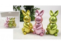Dekoracja wielkanocna plastikowy ZAJĄC 10x5x3 cm MIX KOLOR metalizowany kpl. 3 szt