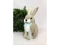 Dekoracja wielkanocna styropian-sznurek ZAJAC 26x19x16 cm szary
