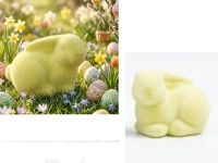 Dekoracja wielkanocna styropianowa ZAJĄC flokowany 15x12x9 cm JASNO ŻÓŁTY