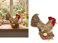 Dekoracja wielkanocna styropian-siano KURA w gnieździe z jajkiem 17x16x9 cm