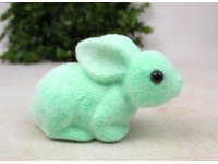 Dekoracja wielkanocna styropianowy ZAJĄC flokowany 14x10x6 cm MIĘTOWY