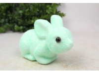 Dekoracja wielkanocna styropianowy ZAJĄC flokowany 16x10x8 cm MIĘTOWY