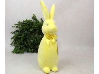 Dekoracja wielkanocna styropianowy ZAJĄC flokowany 37x13x11 cm ŻÓŁTY
