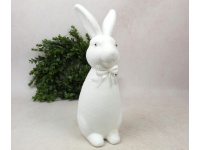 Dekoracja wielkanocna styropianowy ZAJĄC flokowany 37x13x11 cm BIAŁY