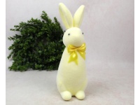 Dekoracja wielkanocna styropianowy ZAJĄC flokowany 29x10x9 cm ŻÓŁTY pastelowy