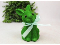 Dekoracja wielkanocna styropianowy ZAJĄC flokowany 16x9,5x9 cm ZIELONY