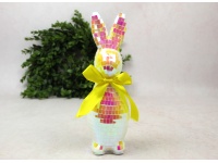 Dekoracja wielkanocna styropianowy ZAJĄC 24x7 cm HOLOGRAFICZNY PERŁOWY