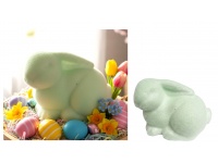 Dekoracja wielkanocna styropianowa ZAJĄC flokowany 15x12x9 cm JASNO ZIELONY