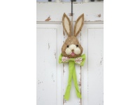 Dekoracja wielkanocna, zawieszka styropian-siano ZAJAC Z KOKARDĄ 85x25x12 cm
